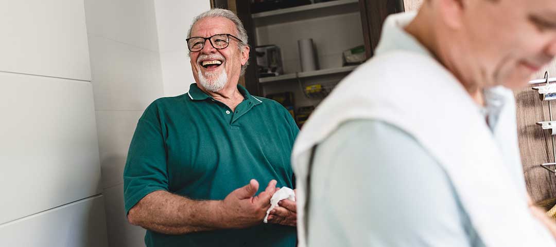 Older gentleman laughing